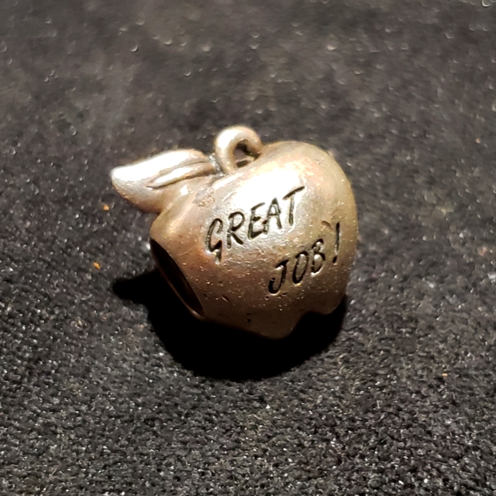 Silver apple teacher school charm